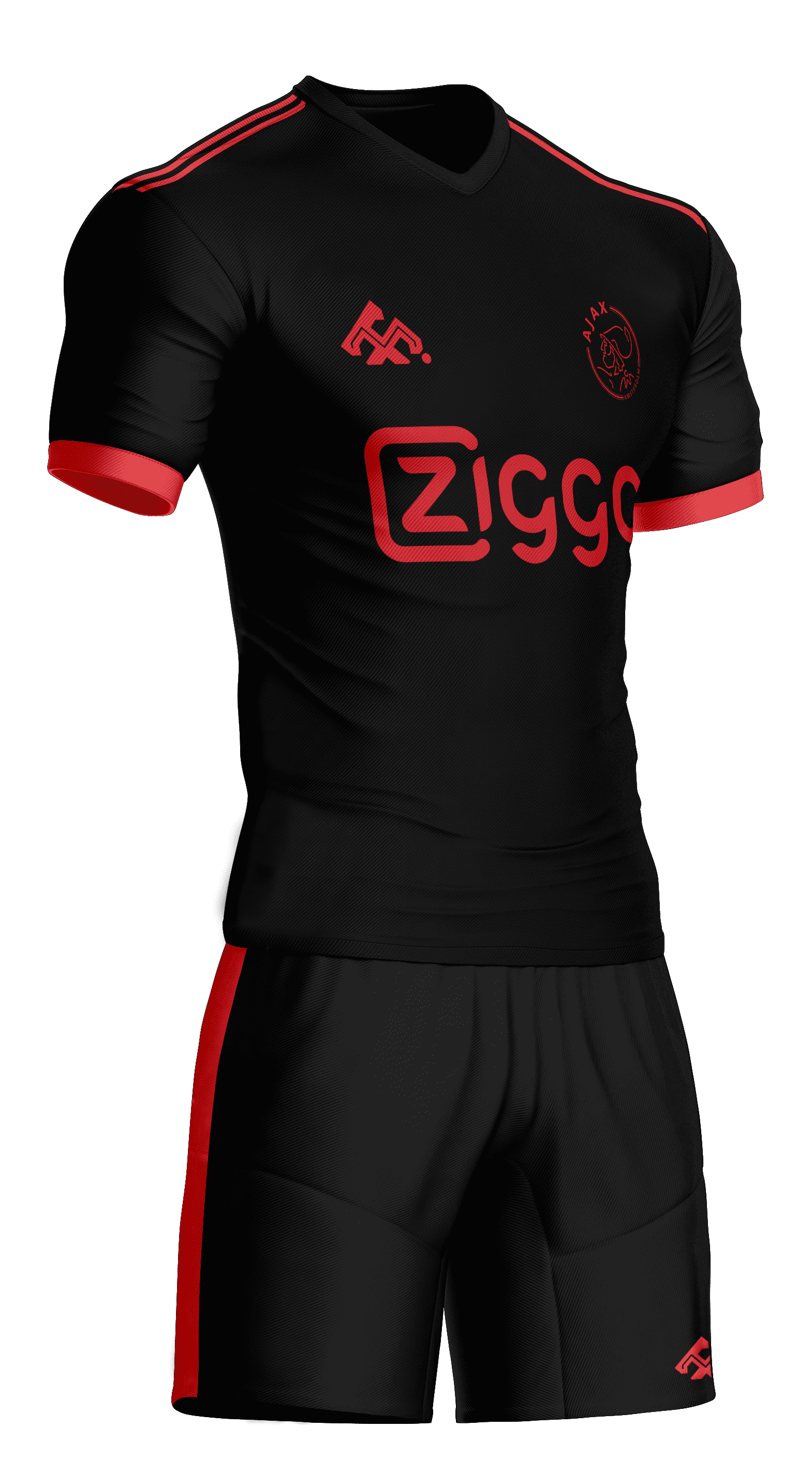 Ajax Black #505  (Negro con Rojo)